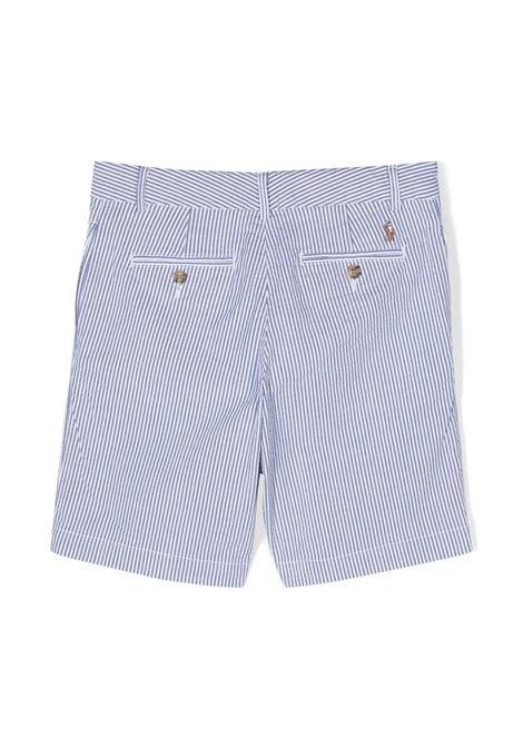 Bermuda In Cotone a Righe Blu Con Pony RALPH LAUREN KIDS | 323-901548001